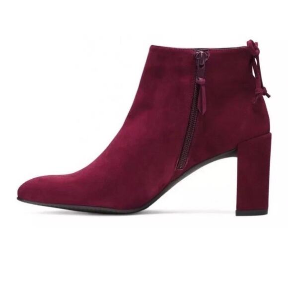 Stuart Weitzman Lofty Bordeaux Wine Suede Ankle Bootie Stiletto Heel Boot 8.5 - Picture 2 of 13